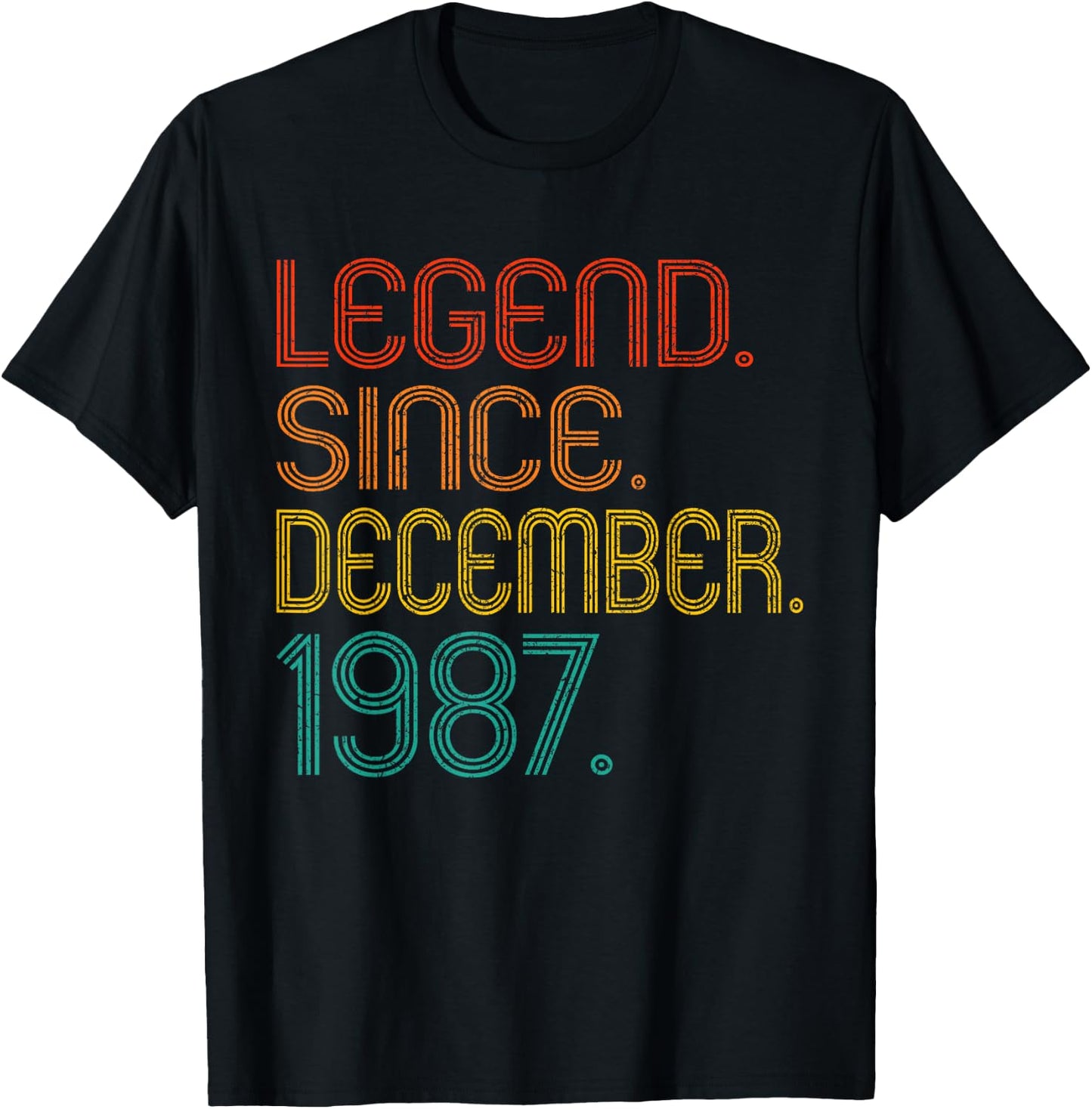 Legend Since December 1987 Men Women 1987 Birthday Vintage T-Shirt - T-Shirt | Black