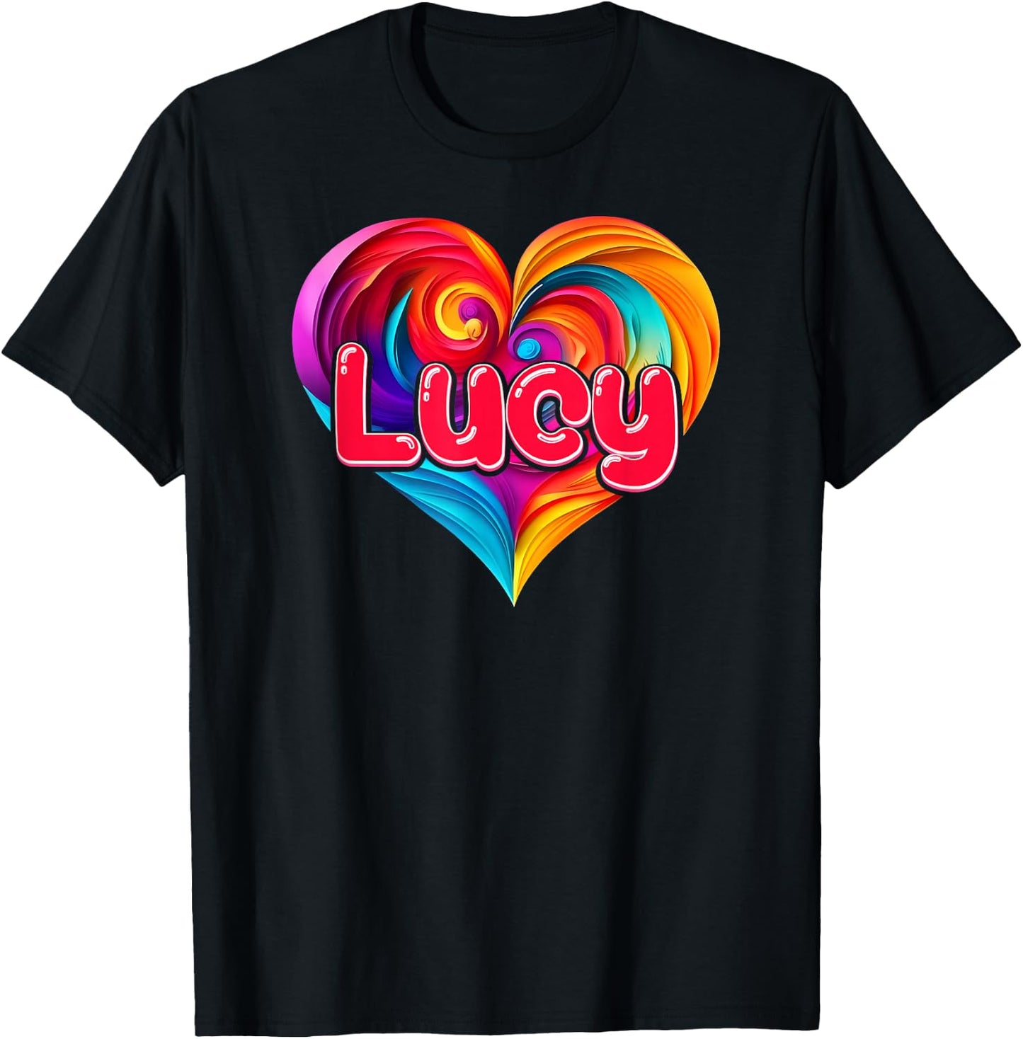 I Heart Love Lucy First Name Colorful Named T-Shirt - T-Shirt | Black