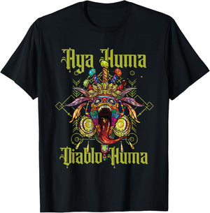 Aya Huma Festival Mask Spirit Head Two Faces Diablo Huma T-Shirt - T-Shirt | Black