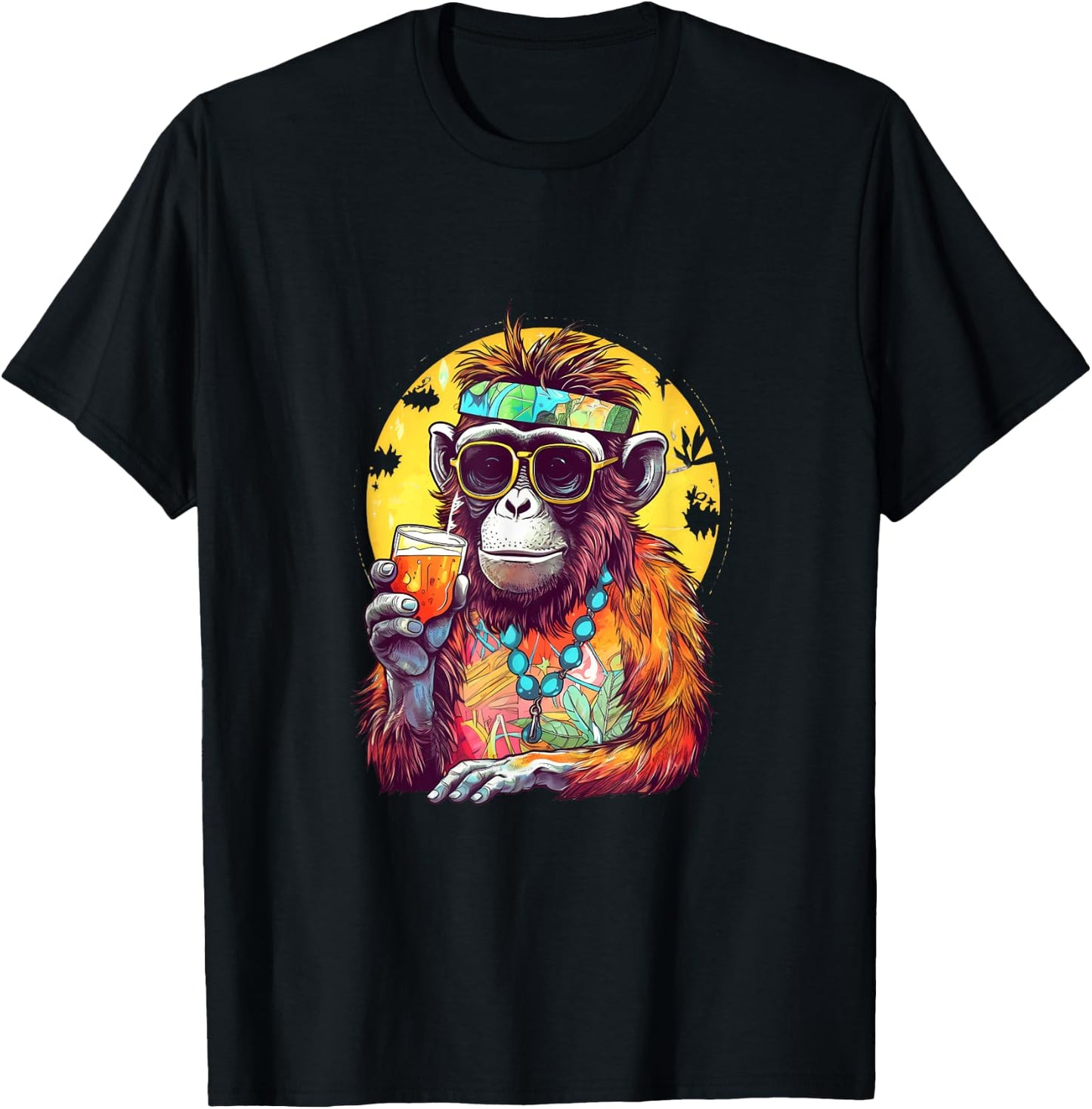 Monkey Drinking Beer Funny Beer Drinker Drunk Gorilla Ape T-Shirt - T-Shirt | Black