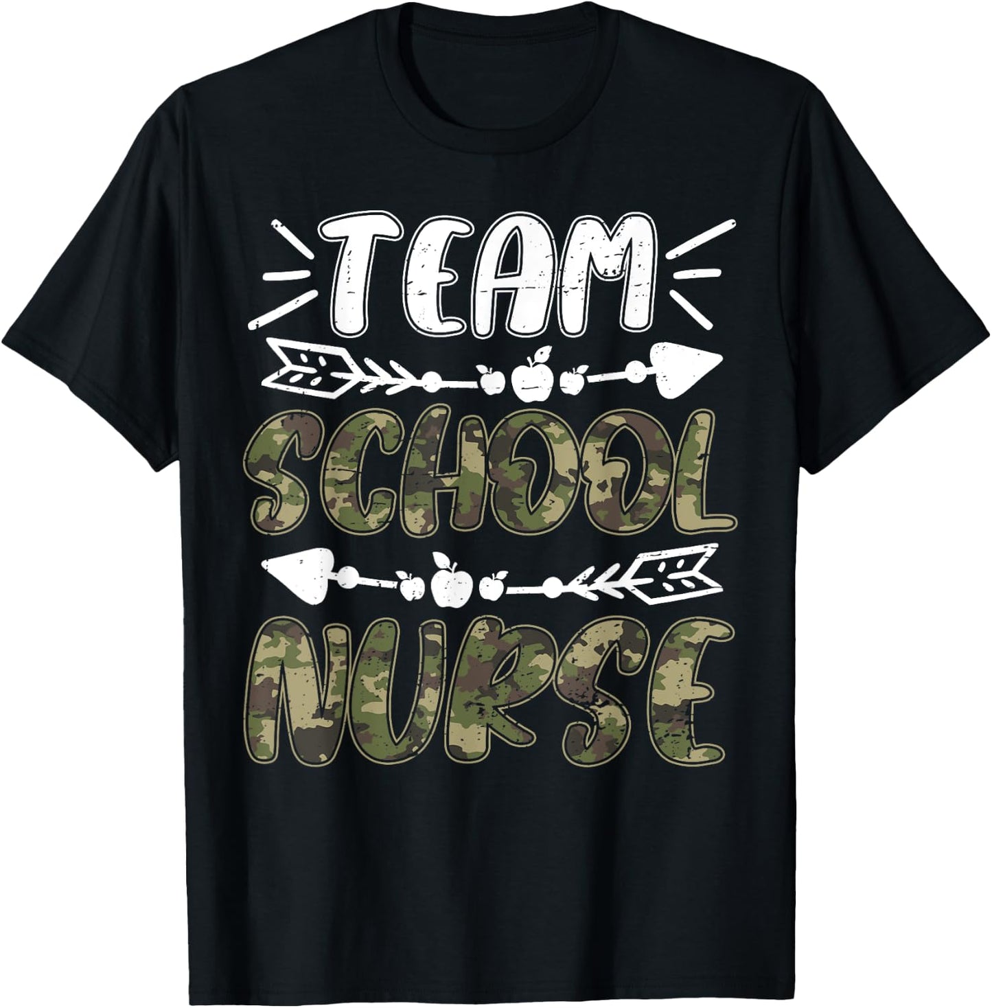 Funny Team School Nurse Camo Teacher Student Back To School Women T-Shirt - T-Shirt | Black