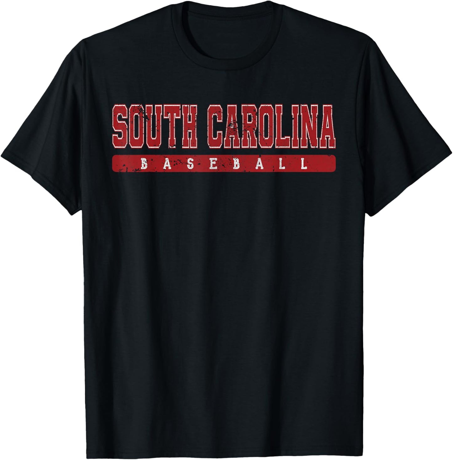 South Carolina Baseball Red Vintage Text T-Shirt - T-Shirt | Black
