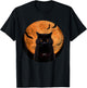 Vintage Scary Halloween Black-Cat Costume Retro Moon Cat Mom T-Shirt - T-Shirt | Black