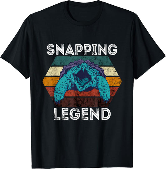 Snapping Legend Aligator Snapping Turtle Retro Reptile Lover T-Shirt - T-Shirt | Black