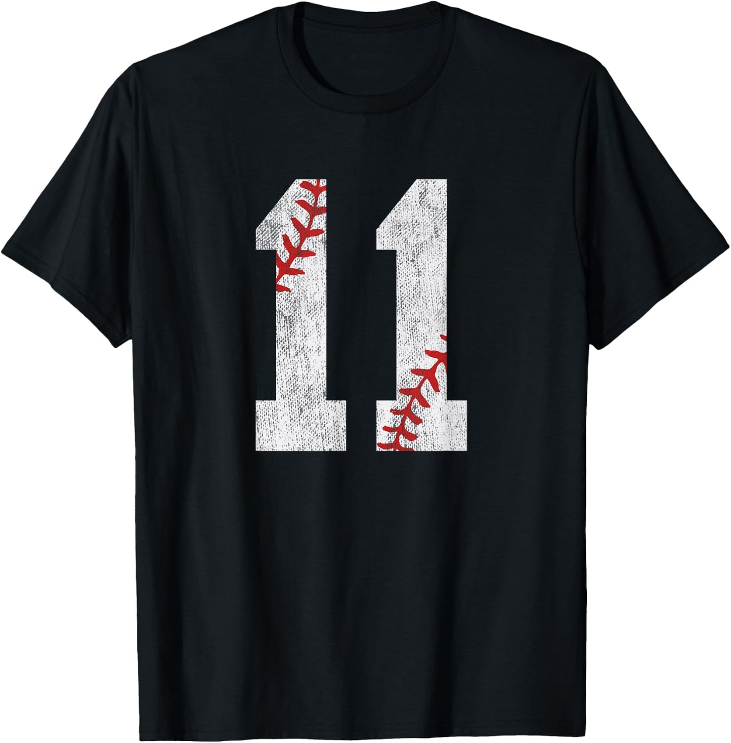 Number #11 Vintage 11th Birthday Baseball Lover 11 Years Old T-Shirt - T-Shirt | Black