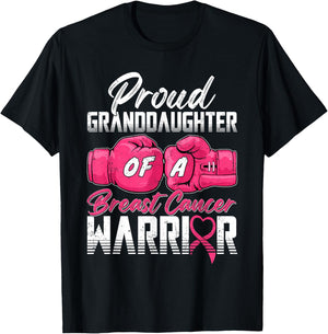 Proud Granddaughter Of A Breast Cancer Warrior Breast Cancer T-Shirt - T-Shirt | Black