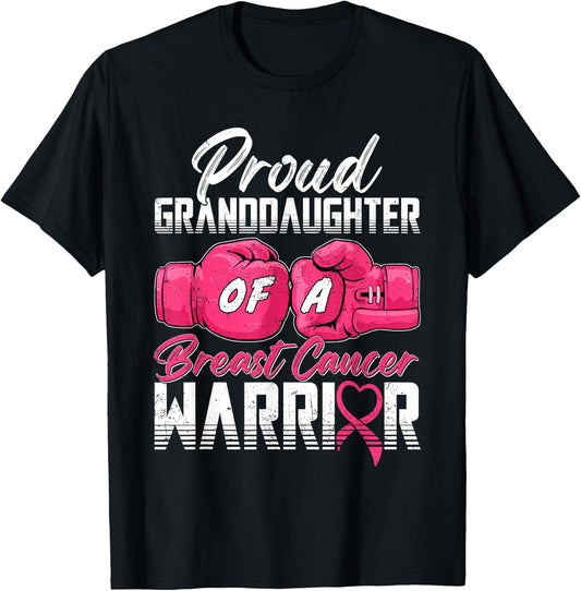 Proud Granddaughter Of A Breast Cancer Warrior Breast Cancer T-Shirt - T-Shirt | Black