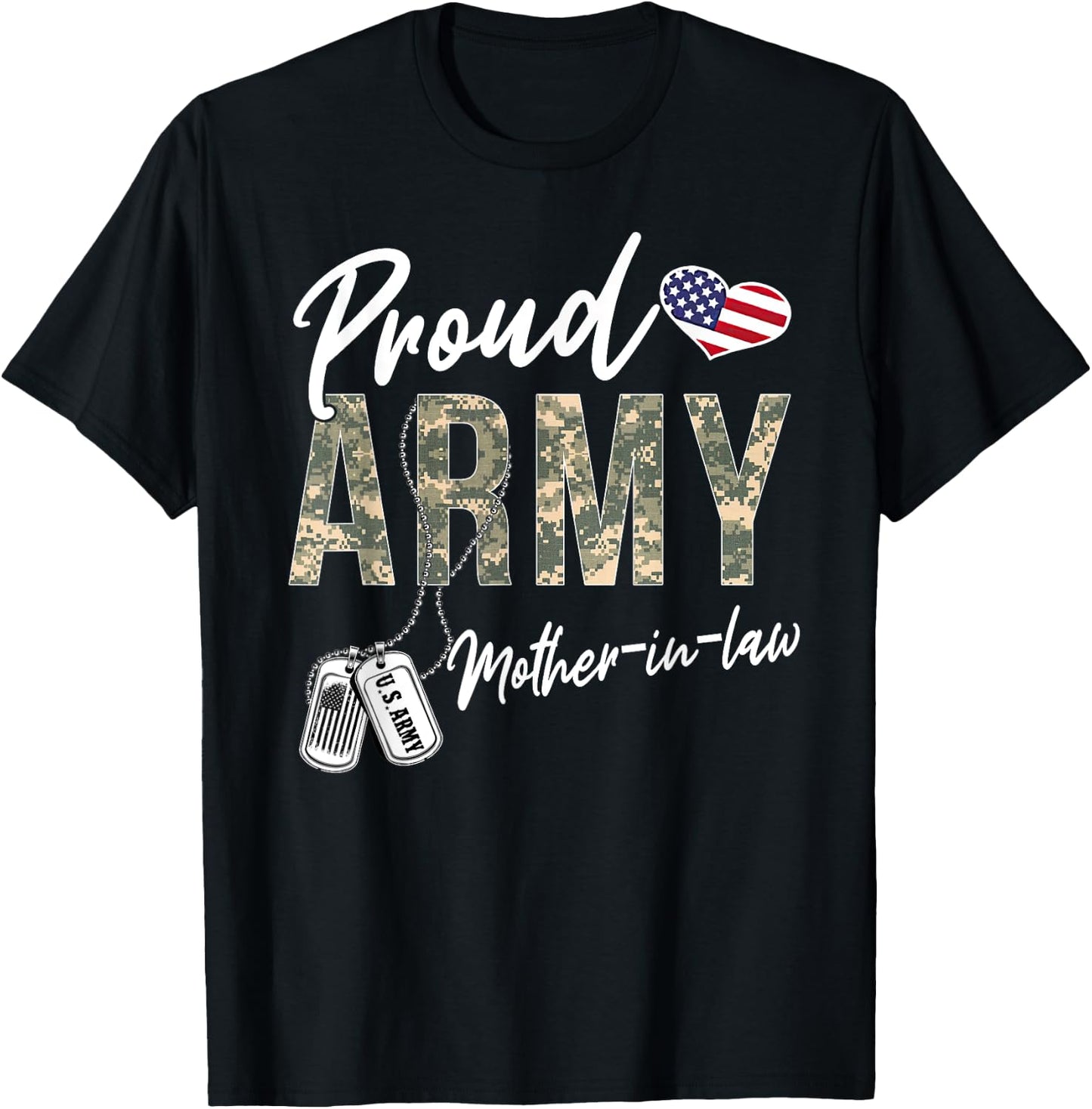Proud Army Mother-In-Law Army Graduation Army Mother-In-Law T-Shirt - T-Shirt | Black