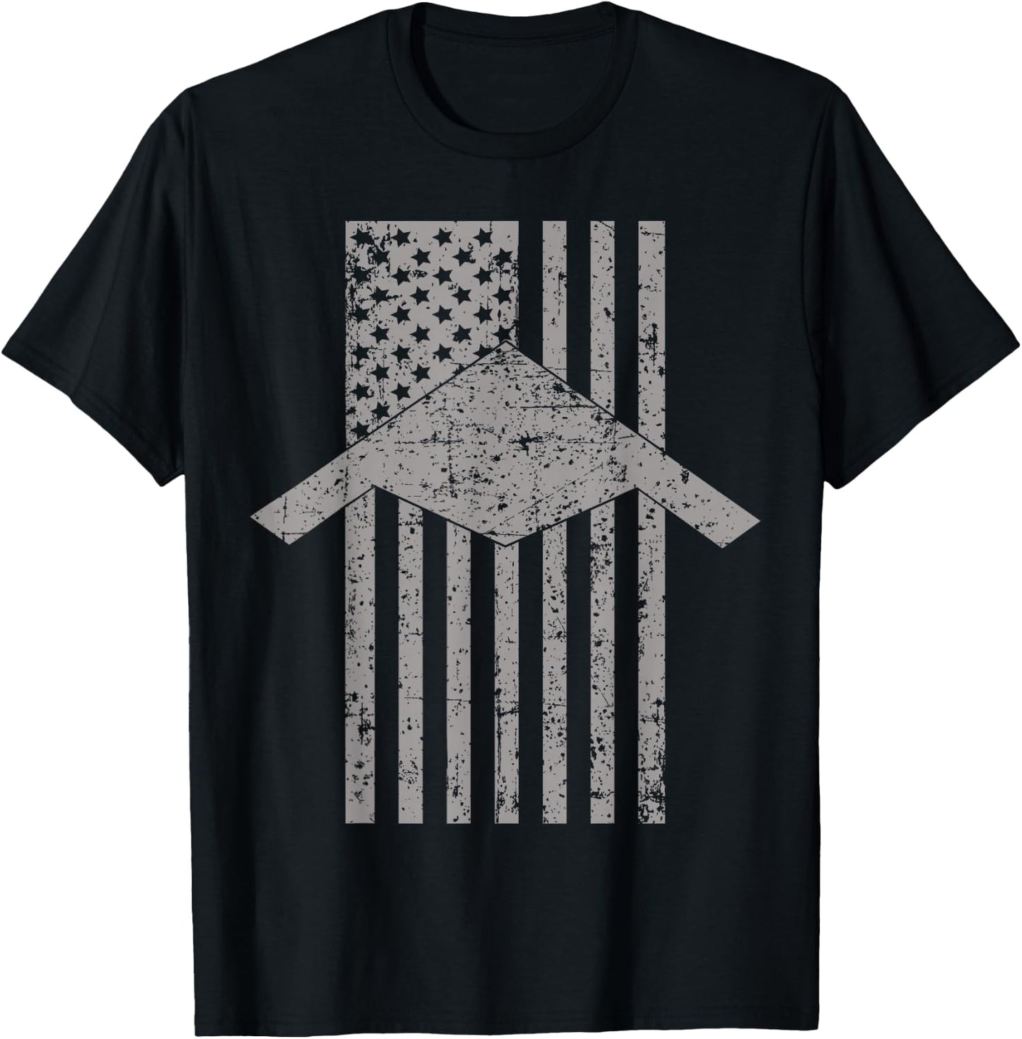 B-21 Raider Stealth Bomber Patriotic Vintage American Flag T-Shirt - T-Shirt | Black