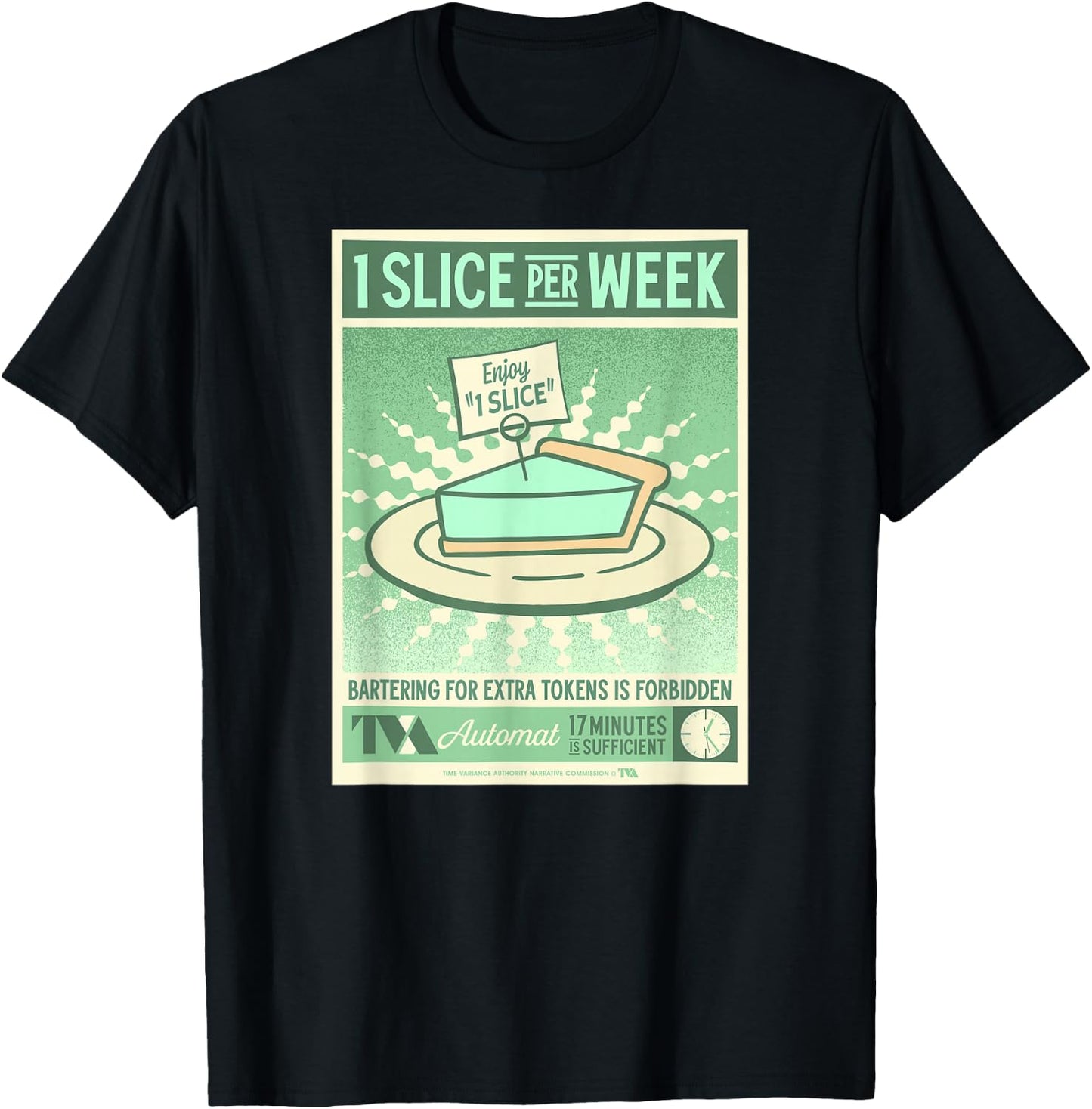 Marvel Studios Loki Season 2 TVA Automat 1 Slice of Pie MCU T-Shirt - T-Shirt | Black