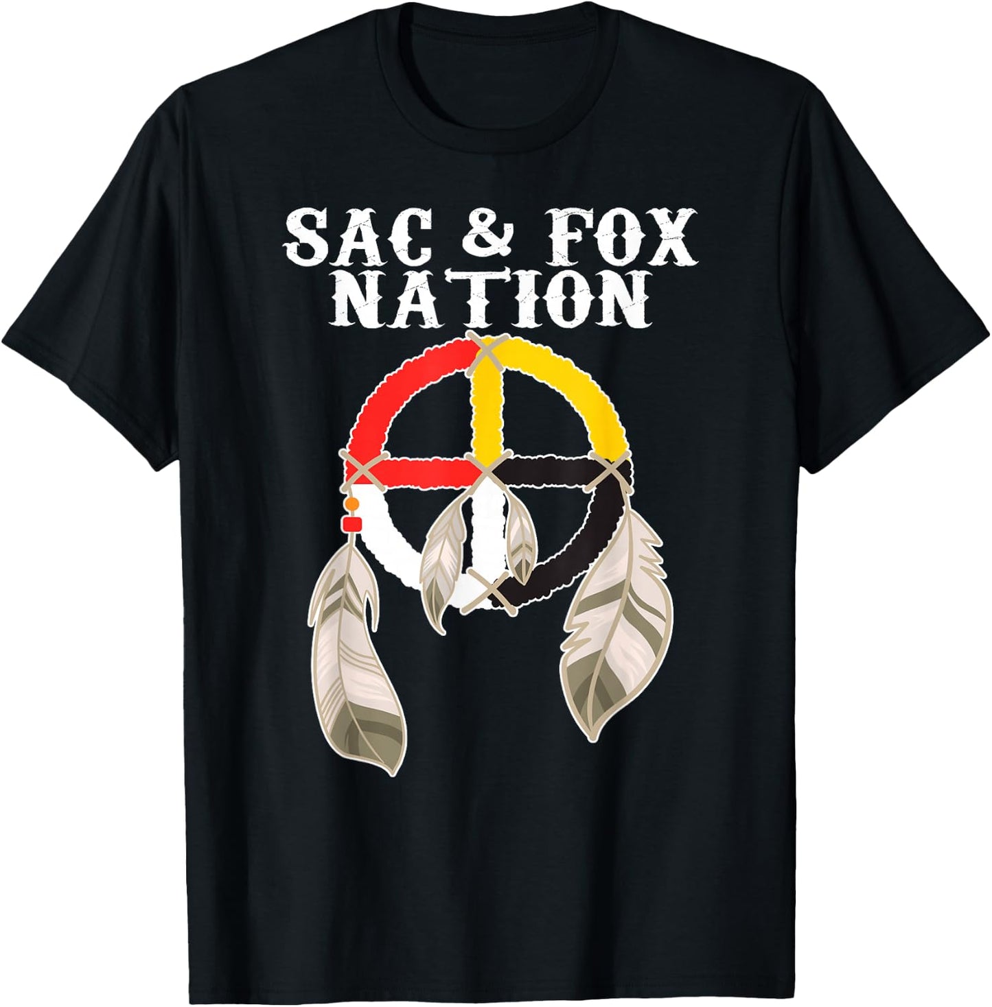 Sac and Fox Nation Native American Indian Medicine Wheel T-Shirt - T-Shirt | Black