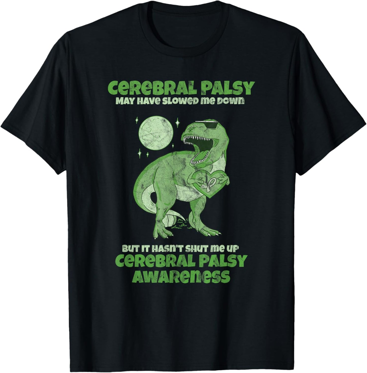 CP Brain Damage Cute Dinosaur Kids Cerebral Palsy Awareness T-Shirt - T-Shirt | Black