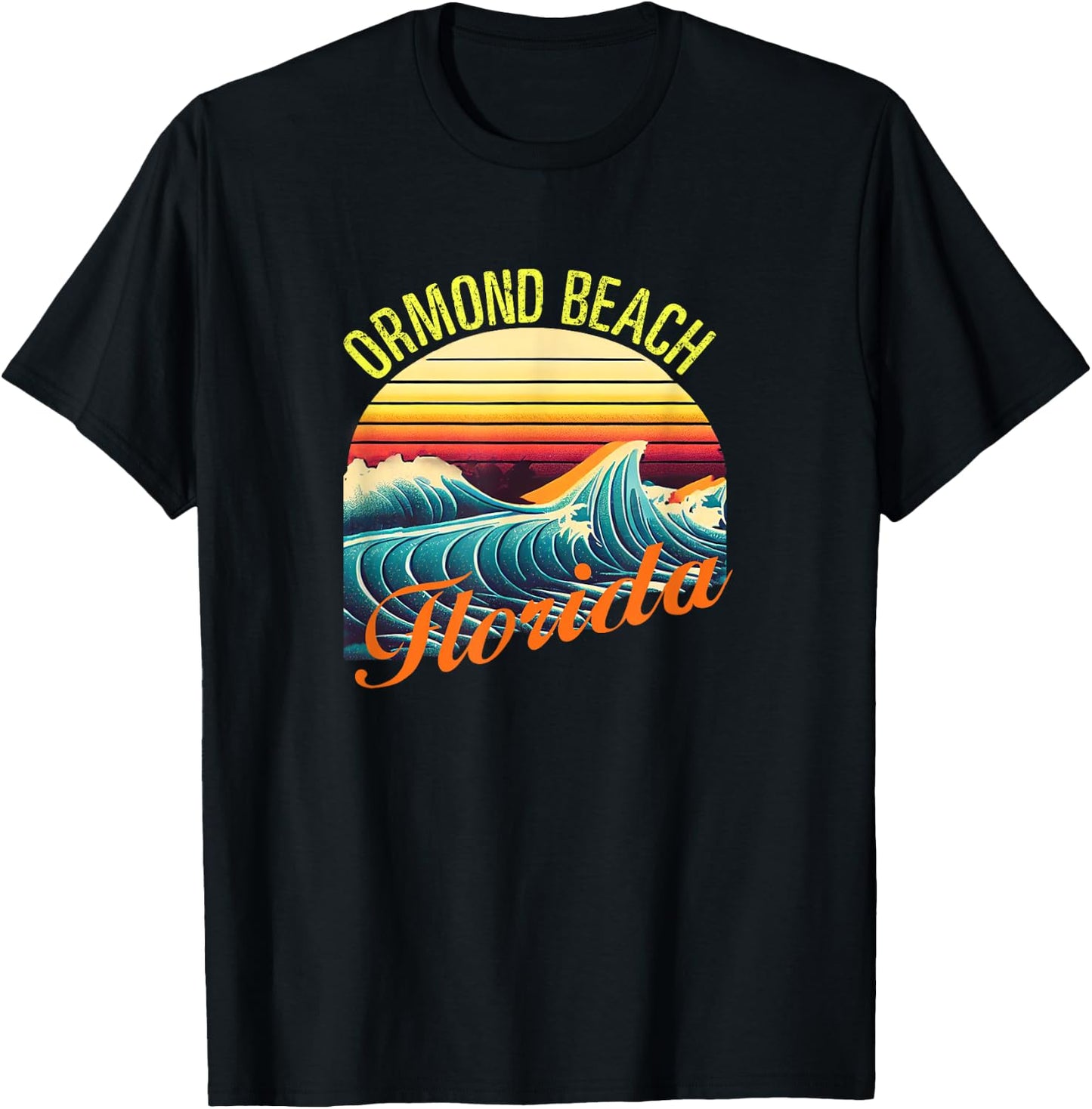 Ormond Beach Retro Surf Apparel & Beachwear, Ormond Beach T-Shirt - T-Shirt | Black