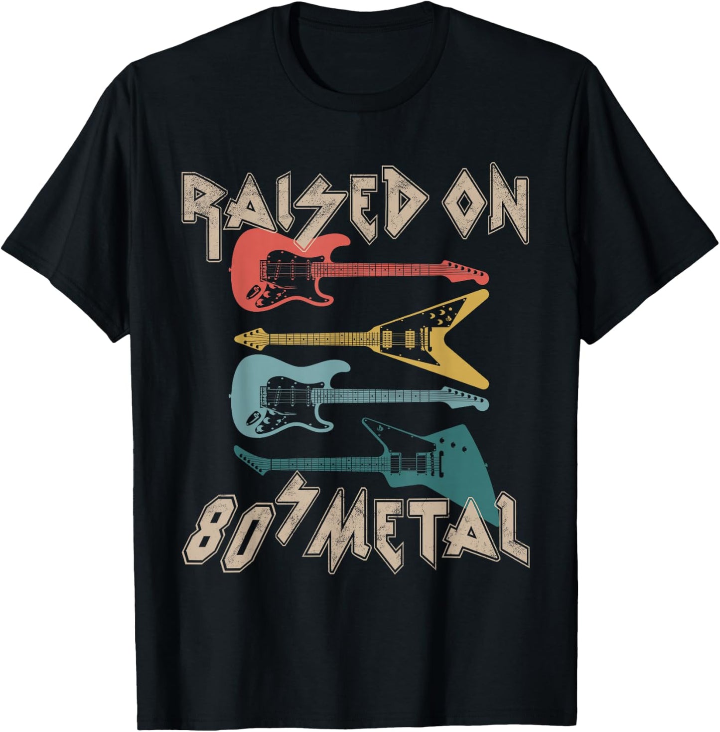 Raised On 80s Metal 80s Rock Hair Bands Metal Music Fans T-Shirt - T-Shirt | Black