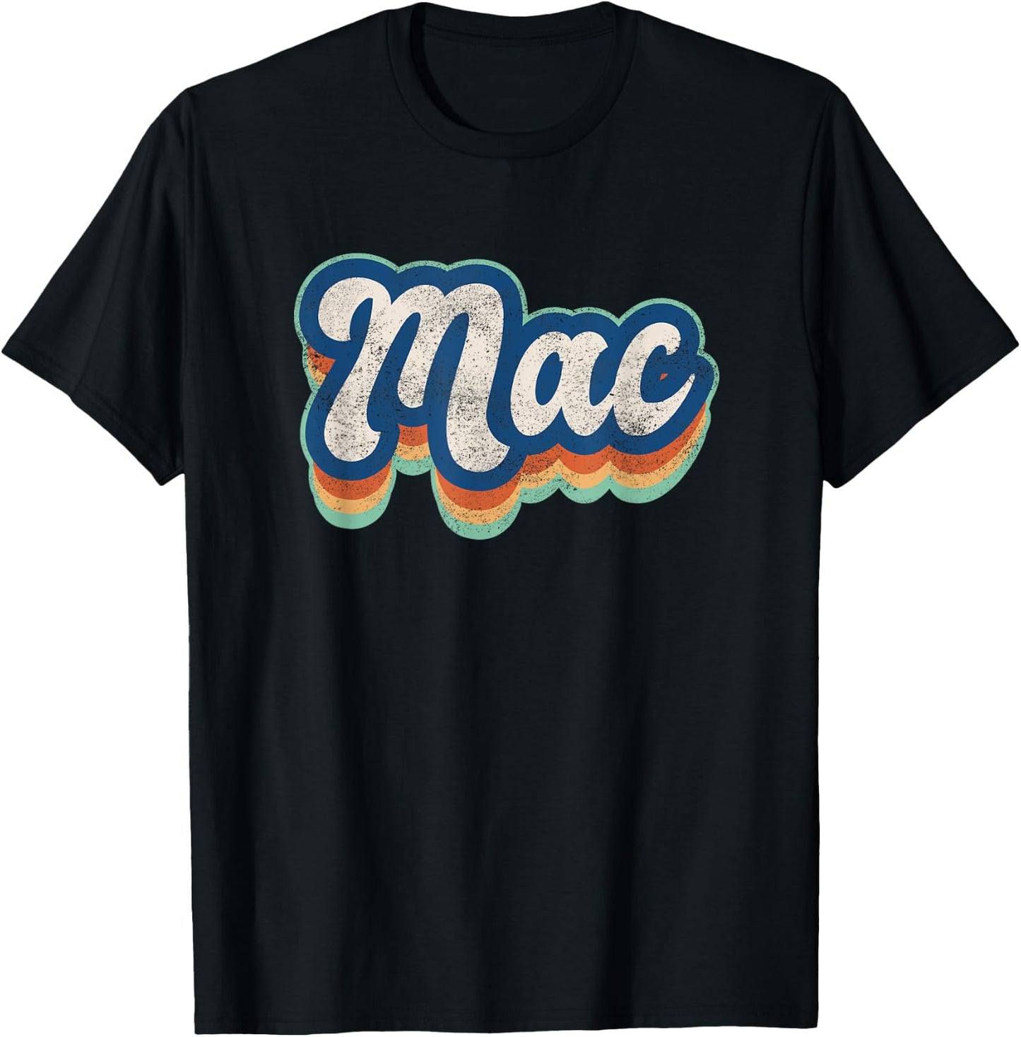 Mac First Name Boy Vintage Style 70s 80s Personalized T-Shirt - T-Shirt | Black