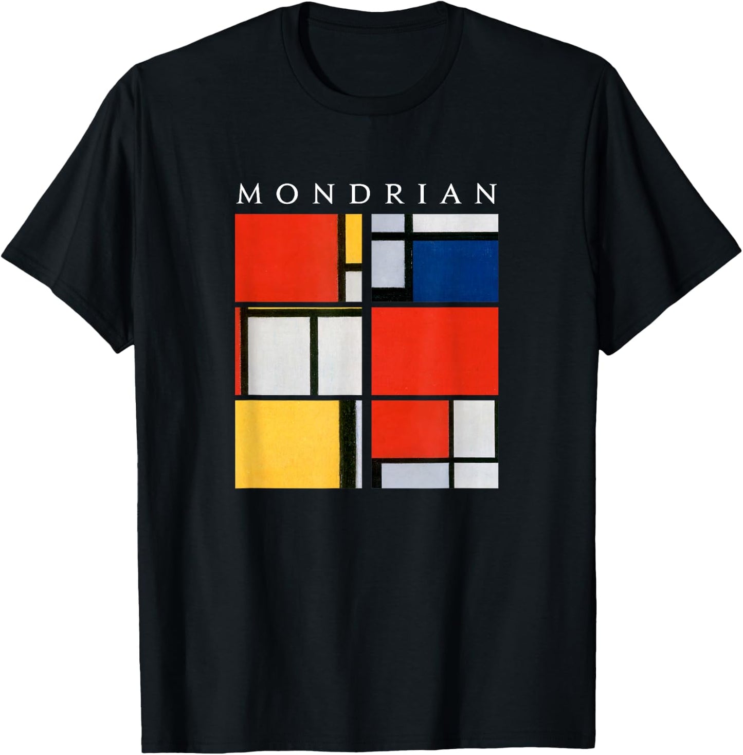 Mondrian: Composition with Red, Yellow, Blue, & Black (1921) T-Shirt - T-Shirt | Black