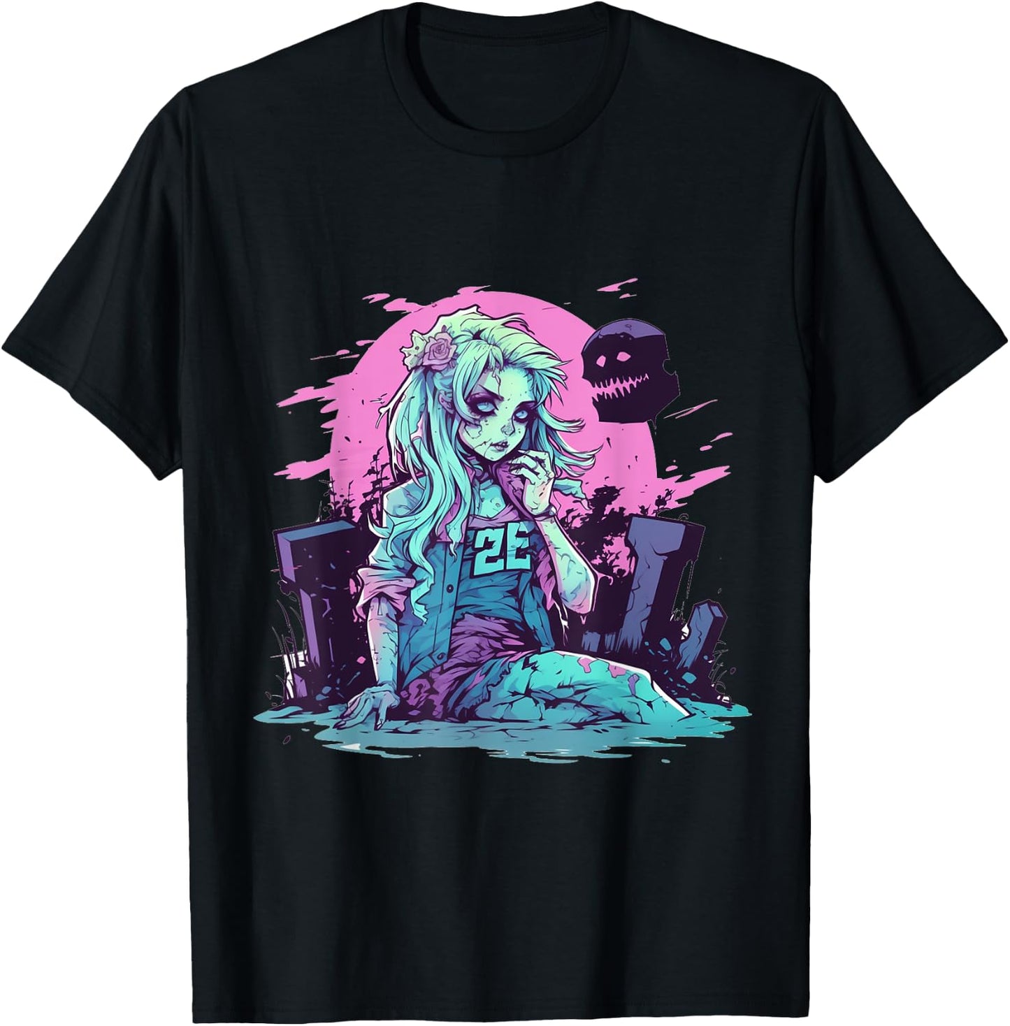 Anime Girl Zombie Halloween Costume Manga Otaku Women Kids T-Shirt - T-Shirt | Black
