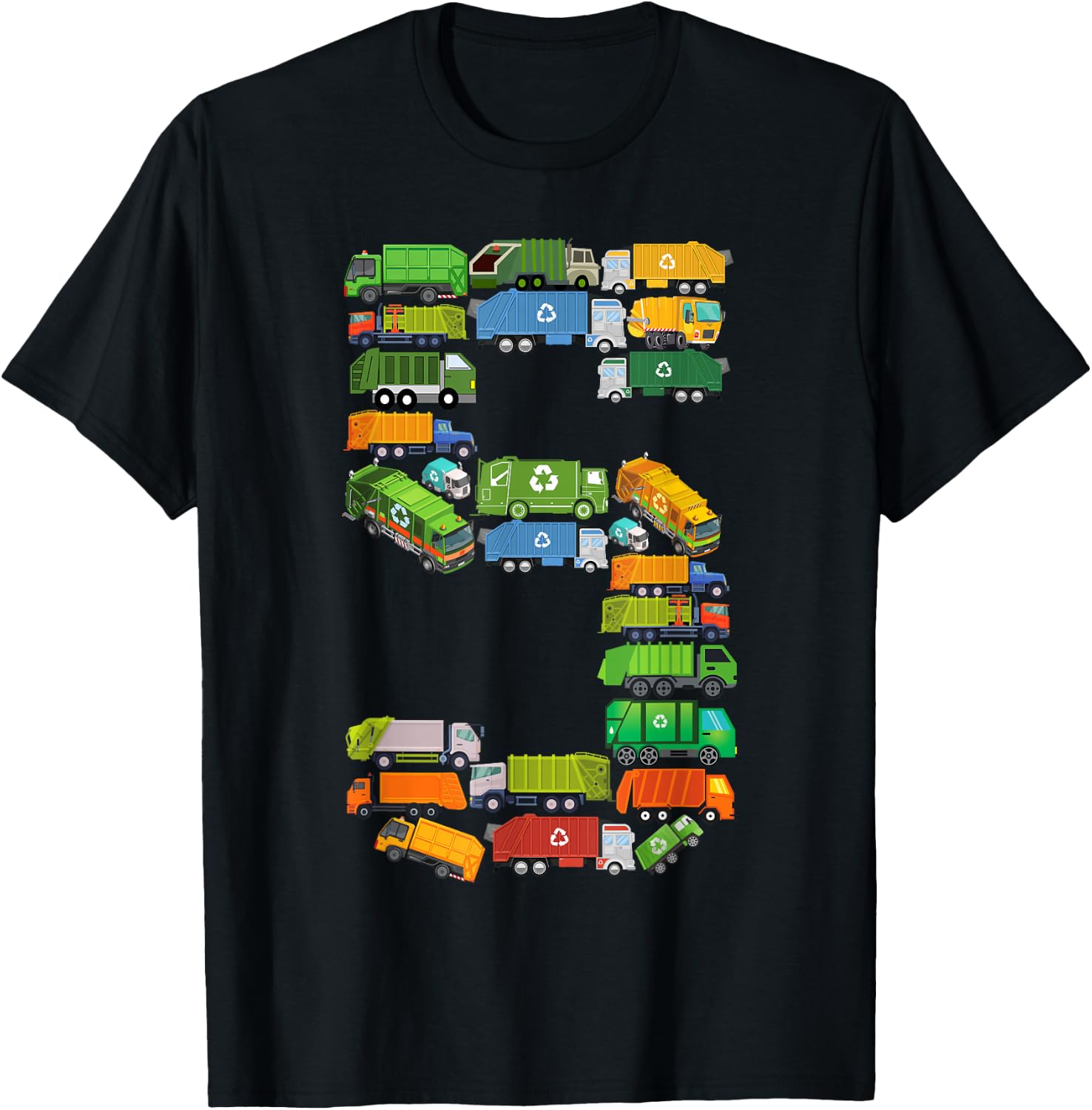 Fun Garbage Truck 5th Birthday Party 5 Year Old Boy Kids T-Shirt - T-Shirt | Black