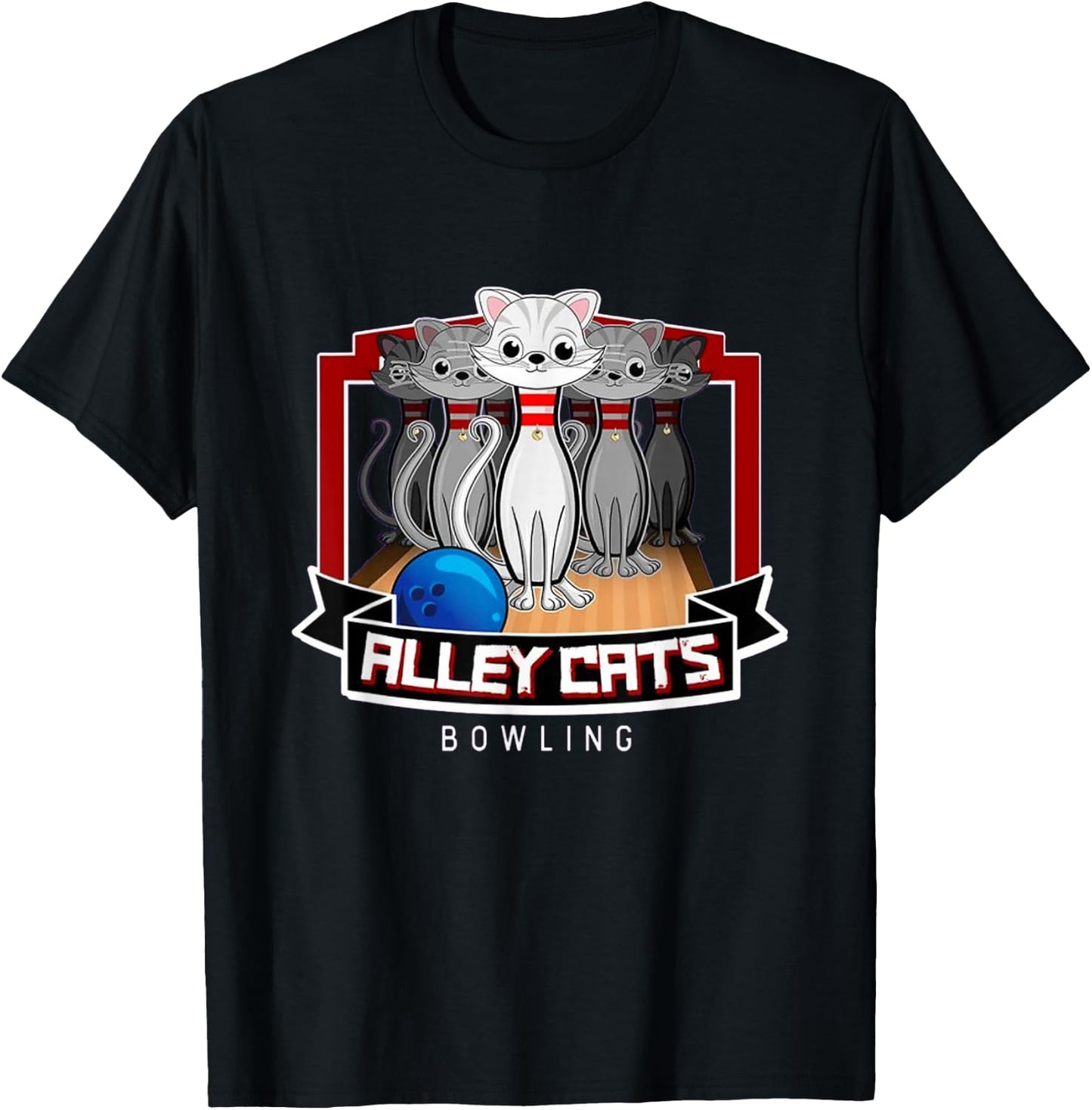 Alley Bowling Cats T-Shirt - T-Shirt | Black