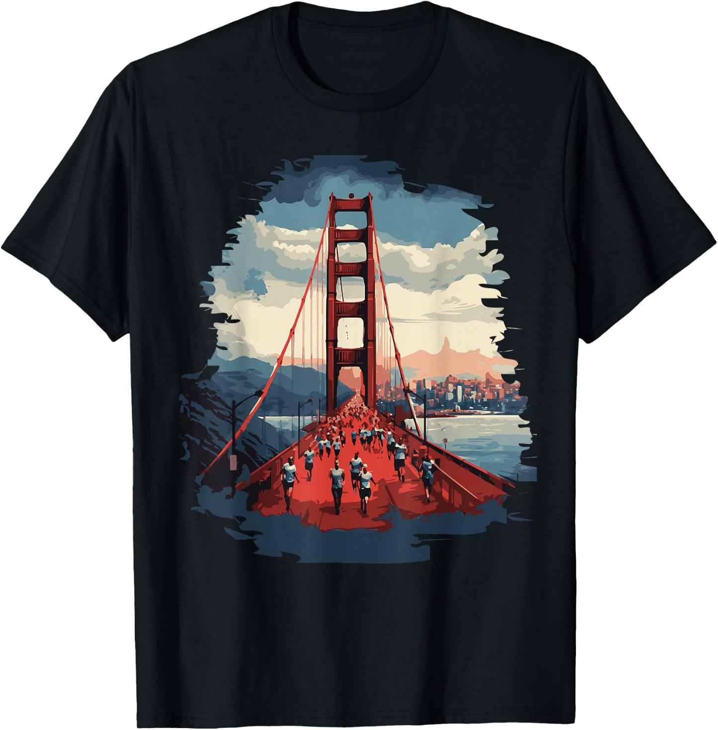 San Francisco Marathon Iconic Golden Gate Bridge Running T-Shirt - T-Shirt | Black