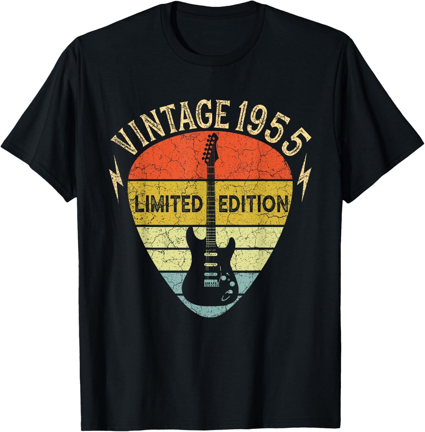 Guitar Lover 68 Years Old Gift, Vintage 1955 Limited Edition T-Shirt - T-Shirt | Black