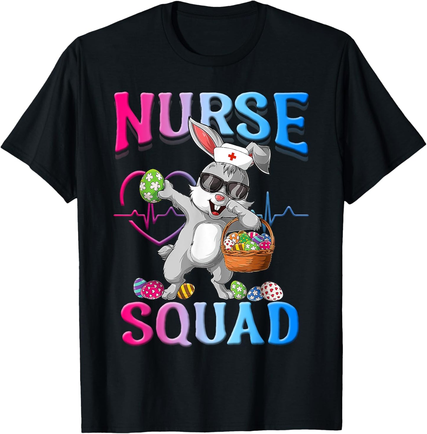 Cute Nurse Squad Easter Bunny T-Shirt - T-Shirt | Black