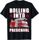 Rolling Into Preschool Fire Engine First Day Of School Boys T-Shirt - T-Shirt | Black