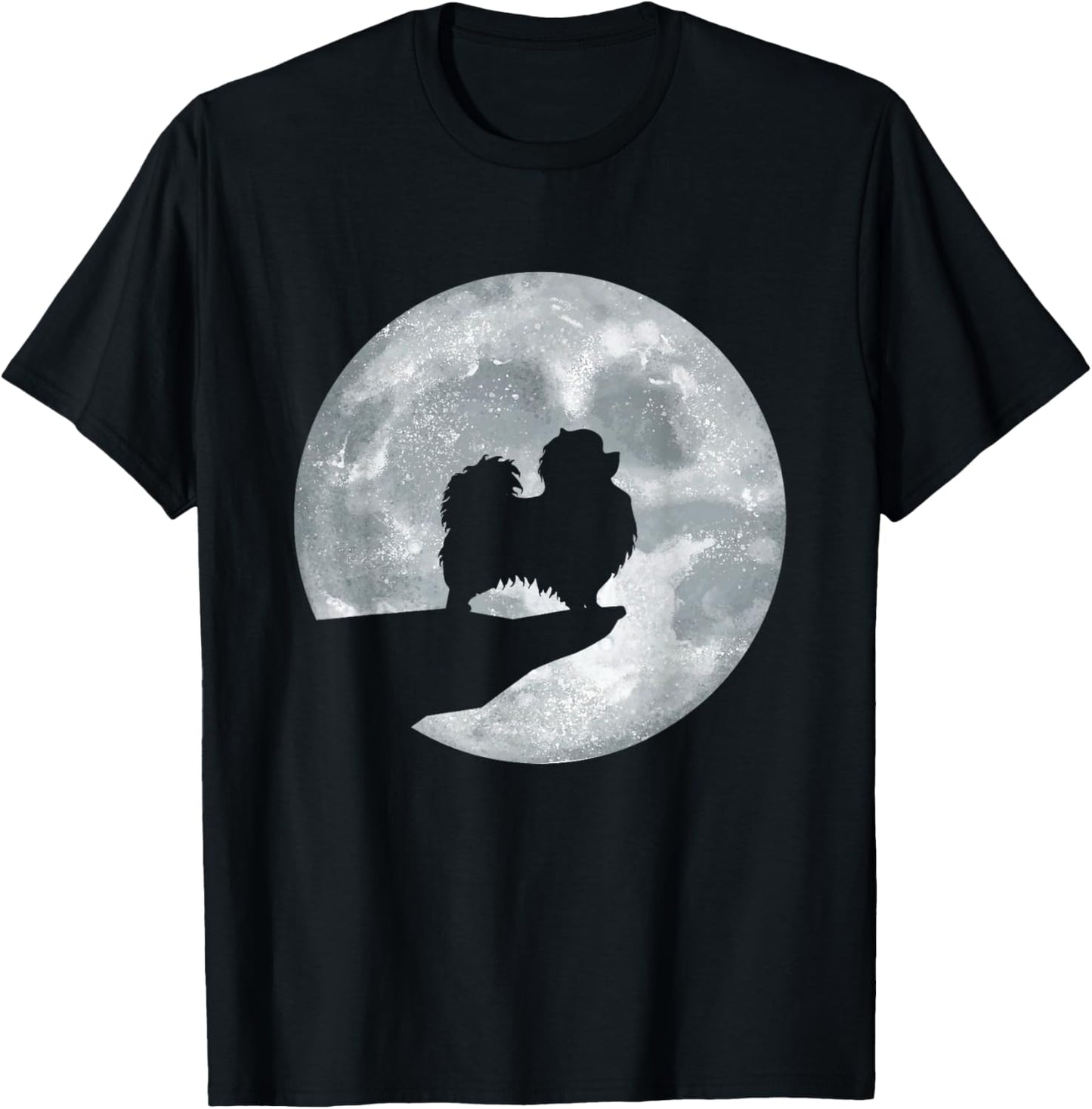 Pomeranian Dog And Moon - Animal Dog Owner Puppy Lover Women Girls Kids T-Shirt - T-Shirt | Black