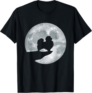 Pomeranian Dog And Moon - Animal Dog Owner Puppy Lover Women Girls Kids T-Shirt - T-Shirt | Black