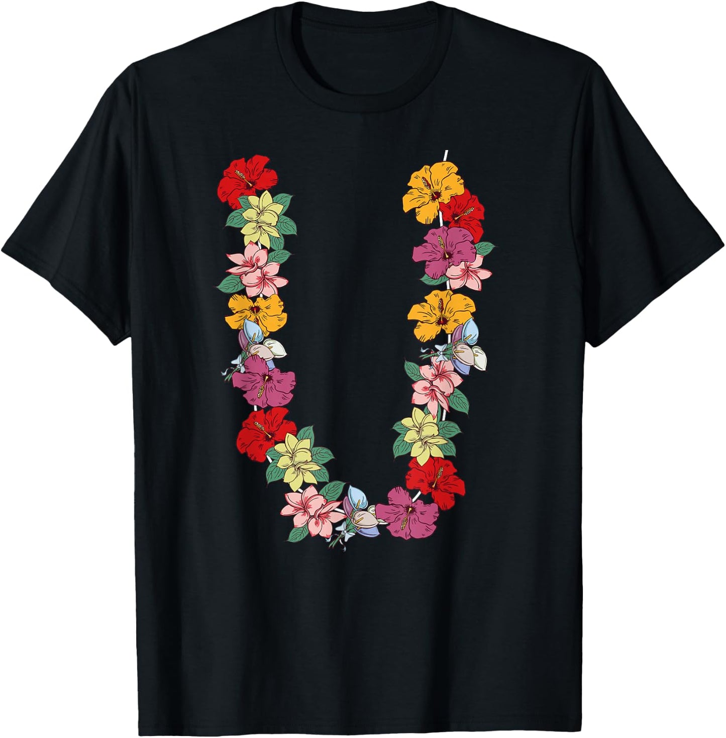 Tropical Summer Holiday Hawaiian Flower Lei Hawaii T-Shirt - T-Shirt | Black