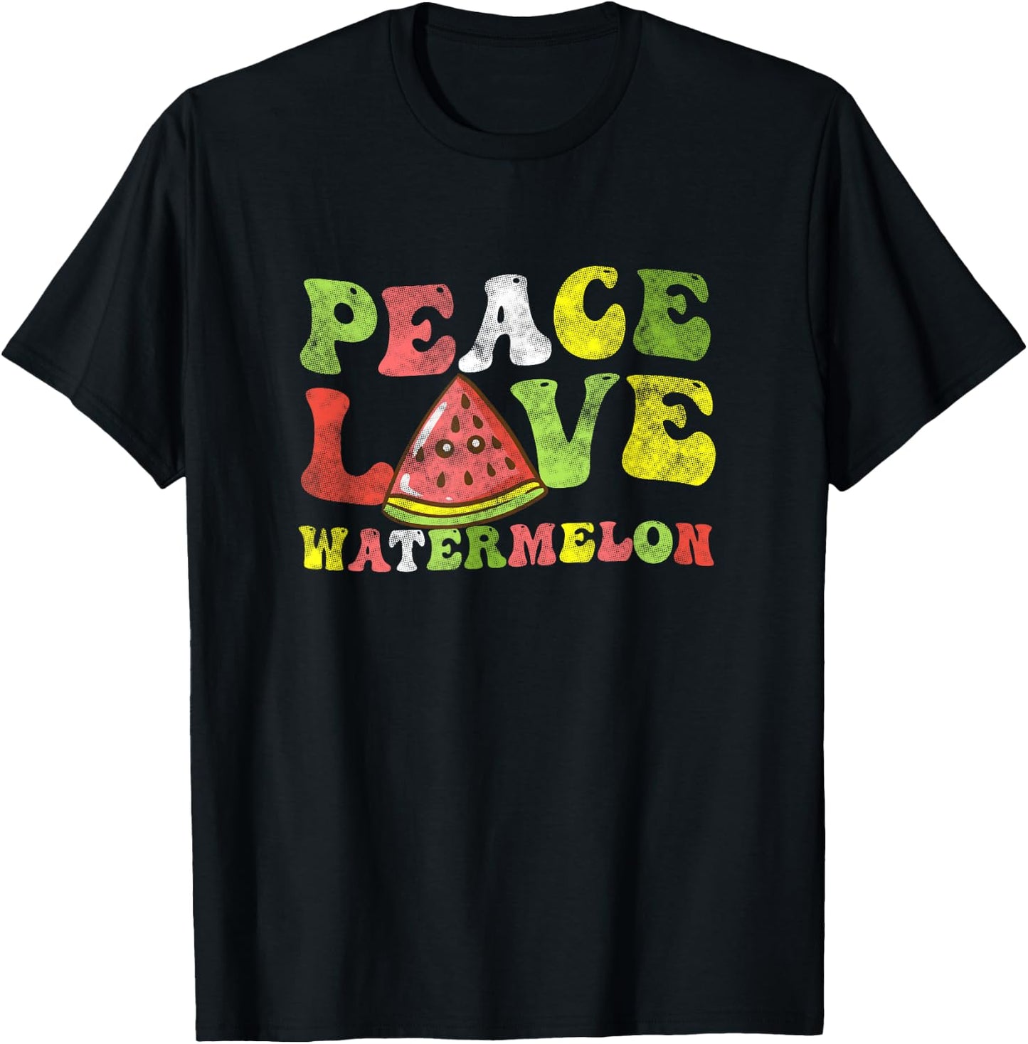 Peace Love Watermelon Summer Women T-Shirt - T-Shirt | Black