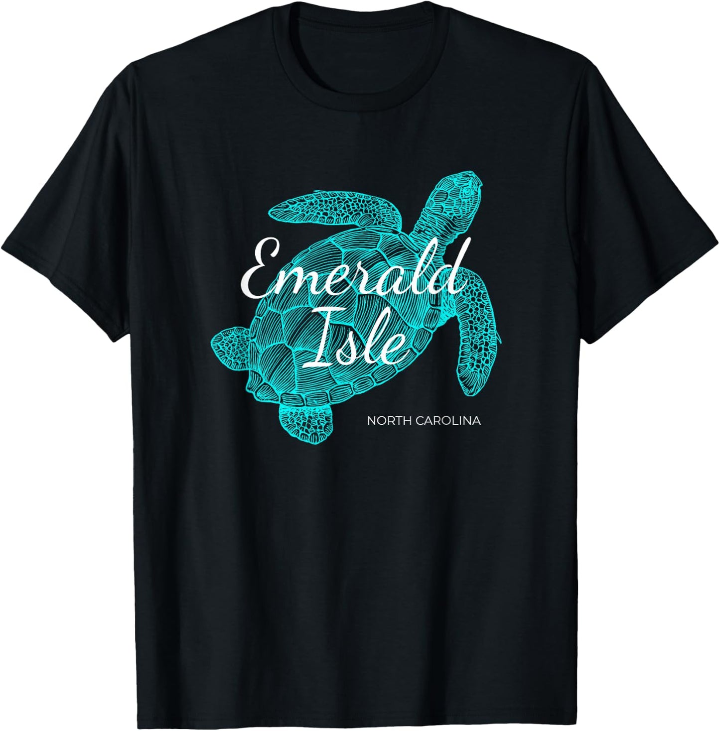 Emerald Isle North Carolina Vacation With A Turtle Graphic T-Shirt - T-Shirt | Black