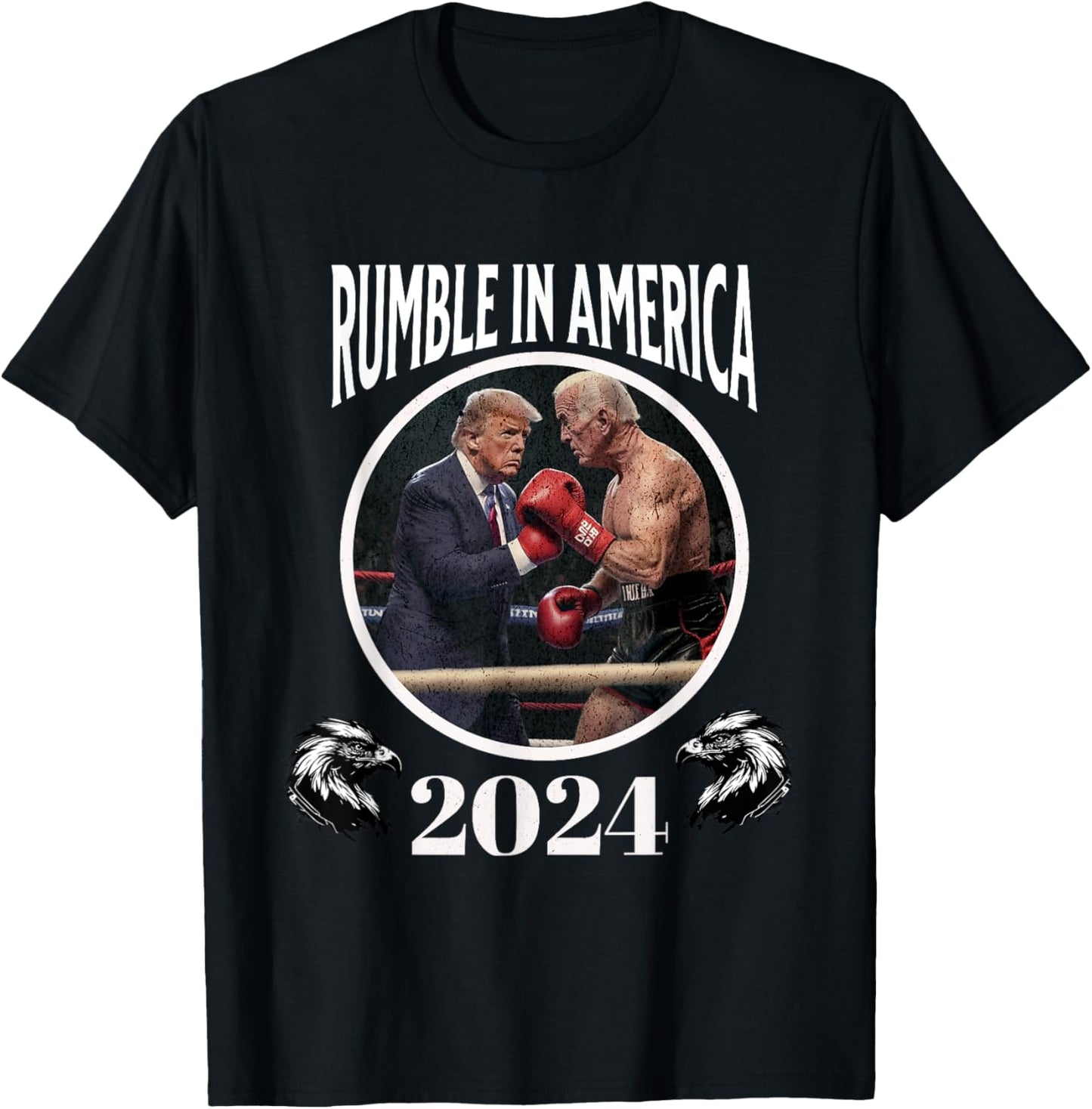 Rumble in America 2024 Boxing Presidents Funny Men and Women T-Shirt - T-Shirt | Black