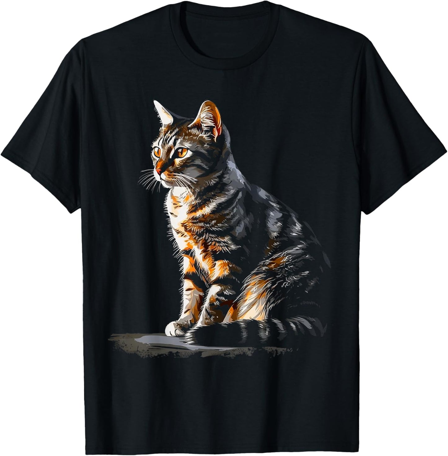 Cat Portrait Artwork | Animal Motif Cat T-Shirt - T-Shirt | Black