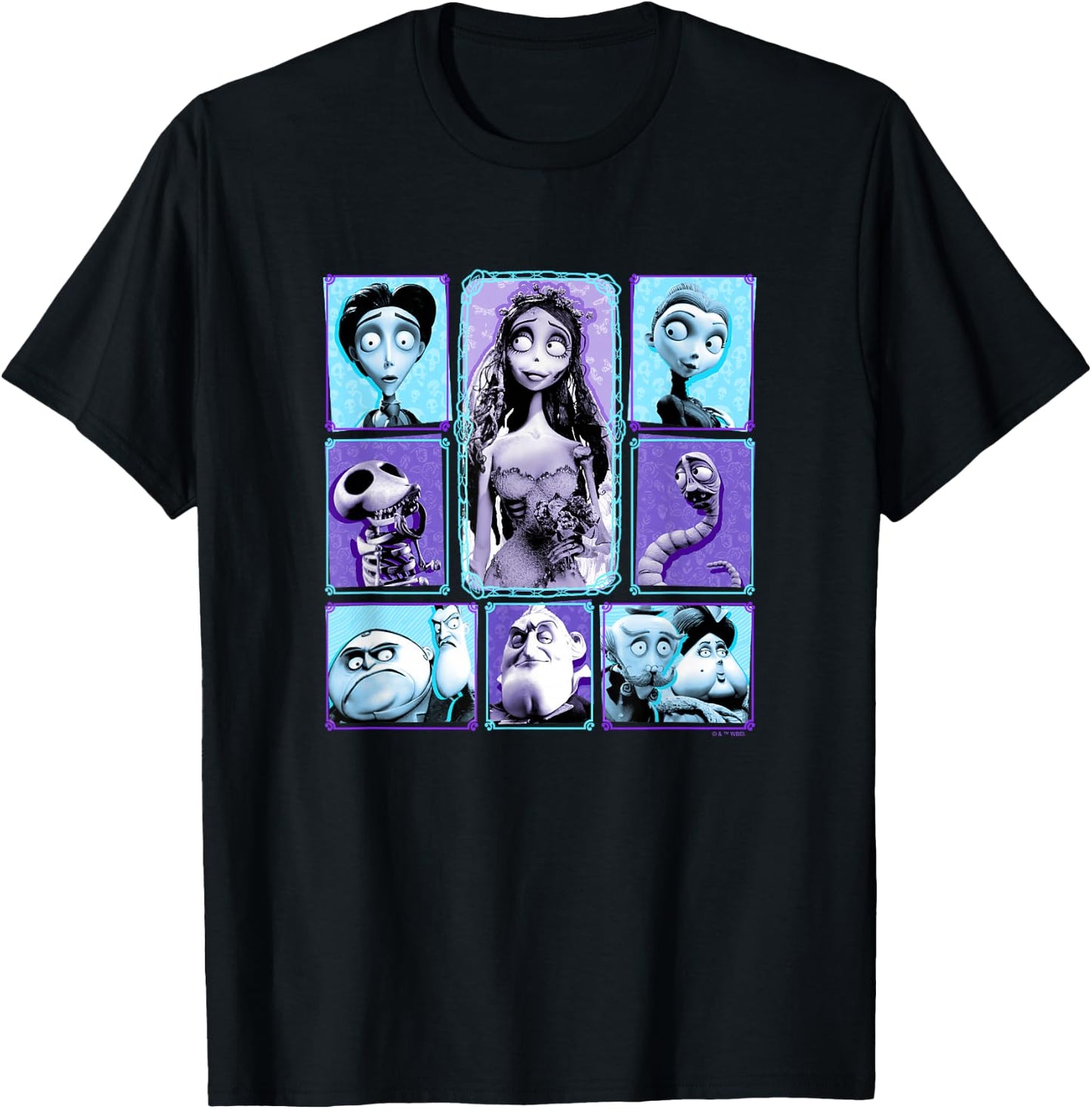 Corpse Bride Main Characters Panels Group Shot T-Shirt - T-Shirt | Black