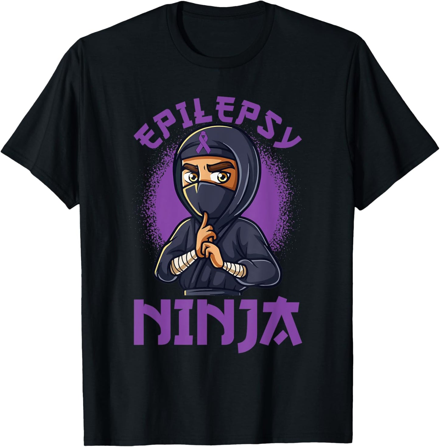Epilepsy Ninja Purple Ribbon Epileptic Awareness Women Men T-Shirt - T-Shirt | Black