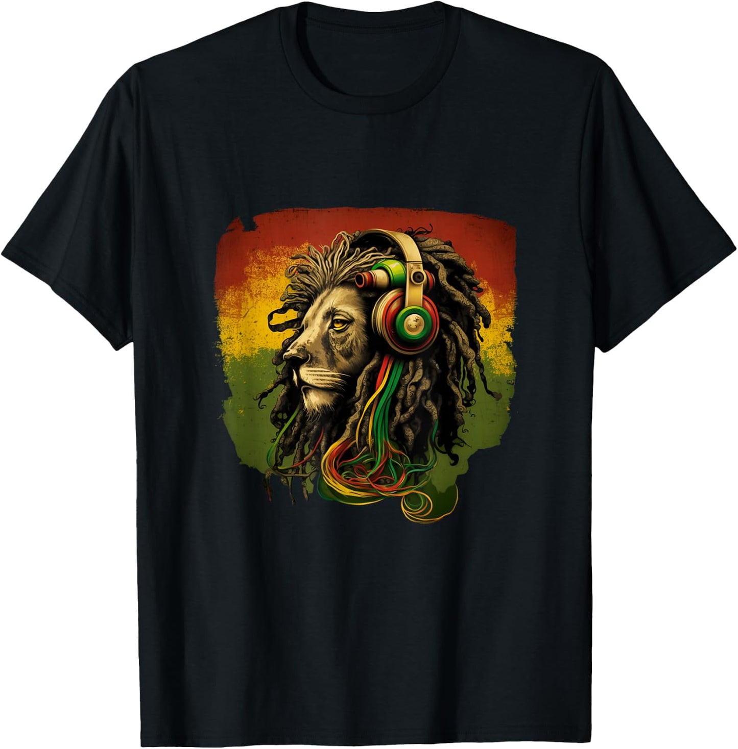 Rasta Reggae Lion Of Judah Rastafarian Roots Reggae Music T-Shirt - T-Shirt | Black