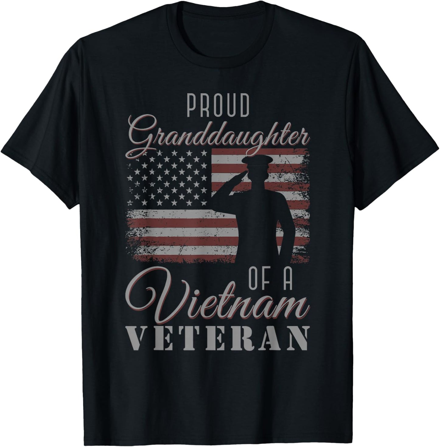USA Flag Soldier Proud Granddaughter of A Vietnam Veteran T-Shirt - T-Shirt | Black