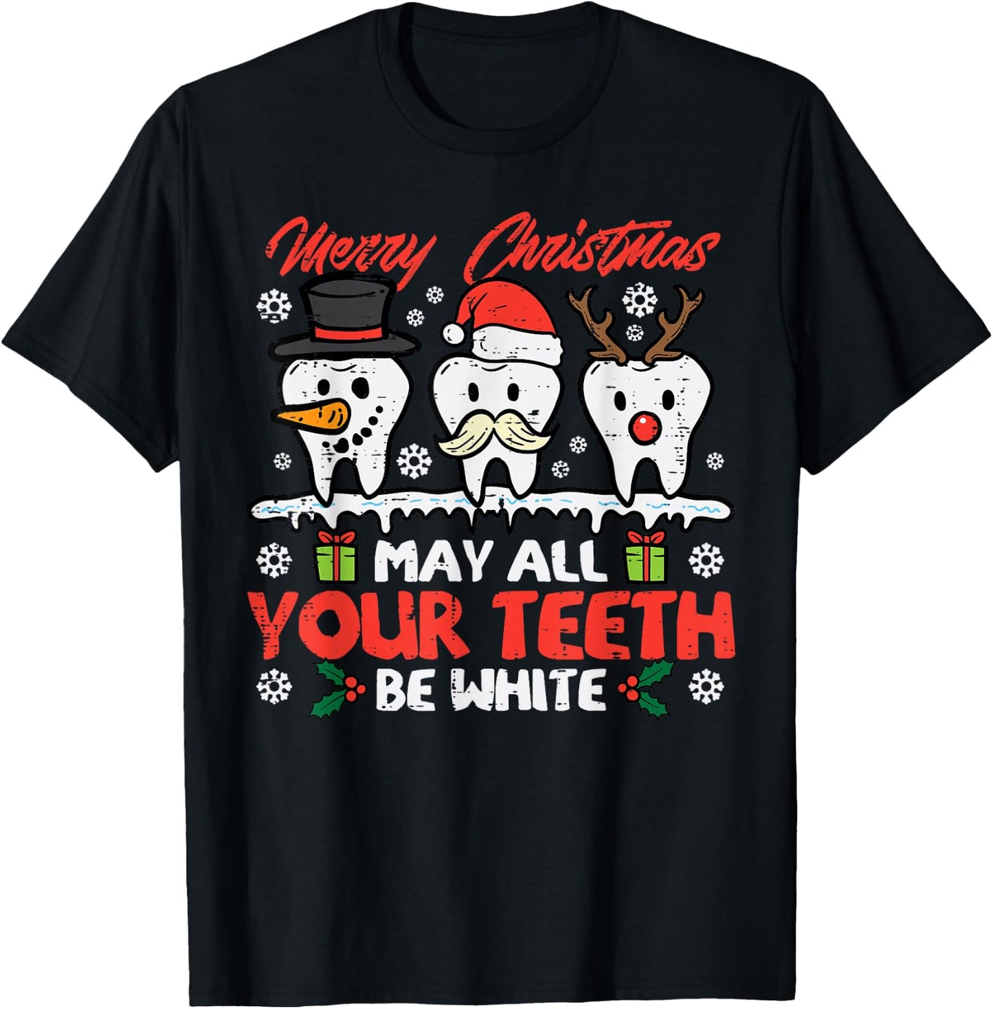 Christmas All Teeth White Xmas Dentist Dental Squad Women T-Shirt - T-Shirt | Black