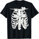 Skeleton body and cat, Halloween Costume Rib cage Anatomy T-Shirt - T-Shirt | Black