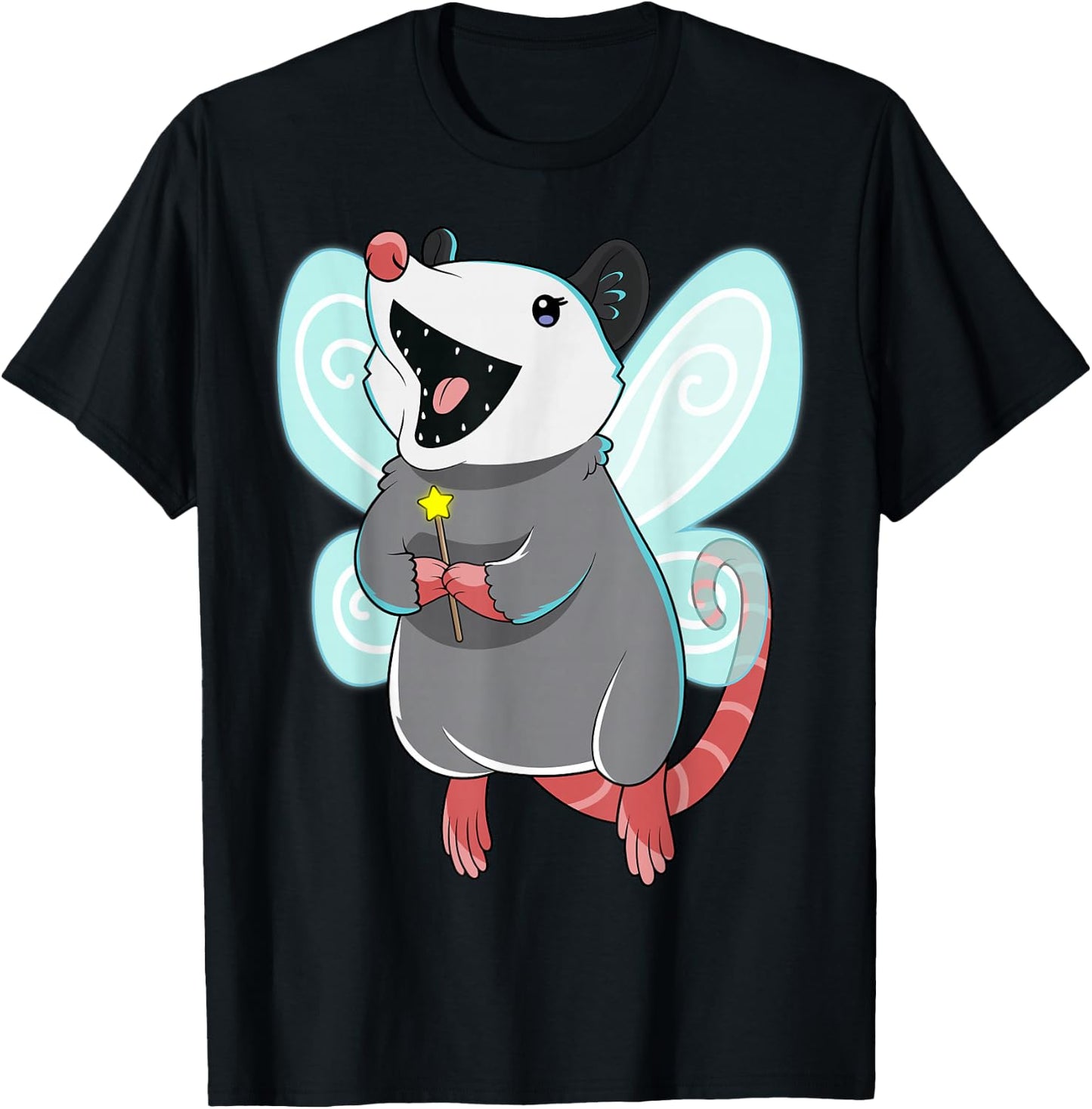 Trash Fairy Opossum Magical Trash Possum Mystical Wildlife T-Shirt - T-Shirt | Black