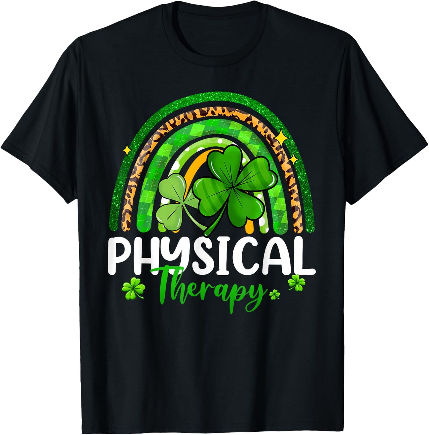 Physical Therapy St Patricks Day Rainbow Women Therapist T-Shirt - T-Shirt | Black