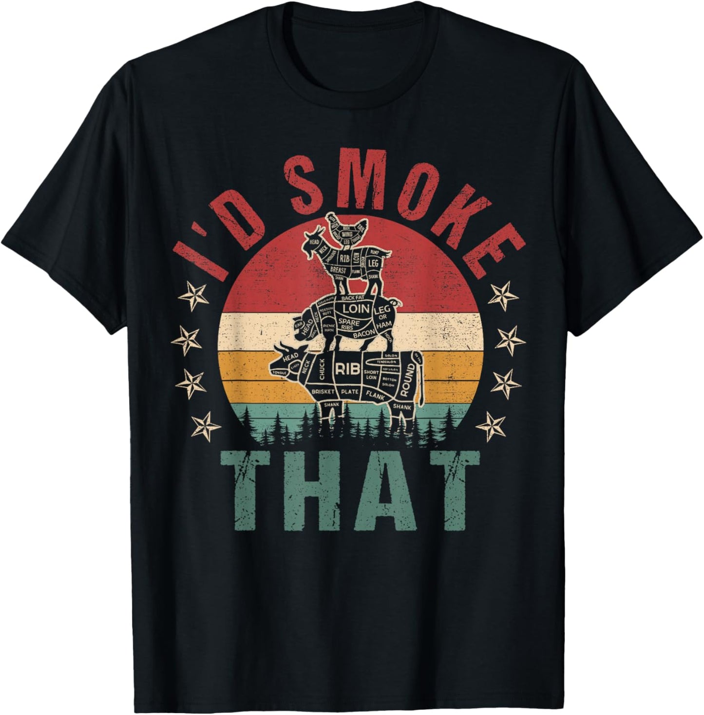 Funny I'd Smoke That BBQ Shirt Chef Men Women Gift Grilling T-Shirt - T-Shirt | Black