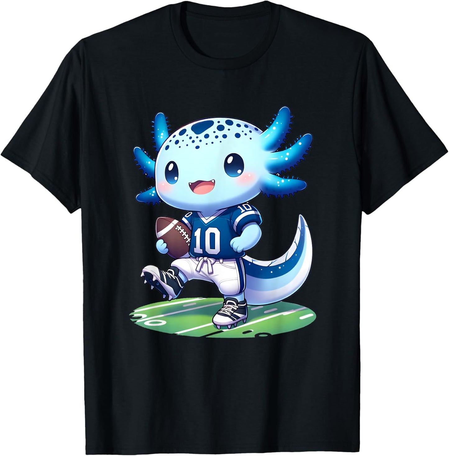 Funny axolotl football player boys girls T-Shirt - T-Shirt | Black
