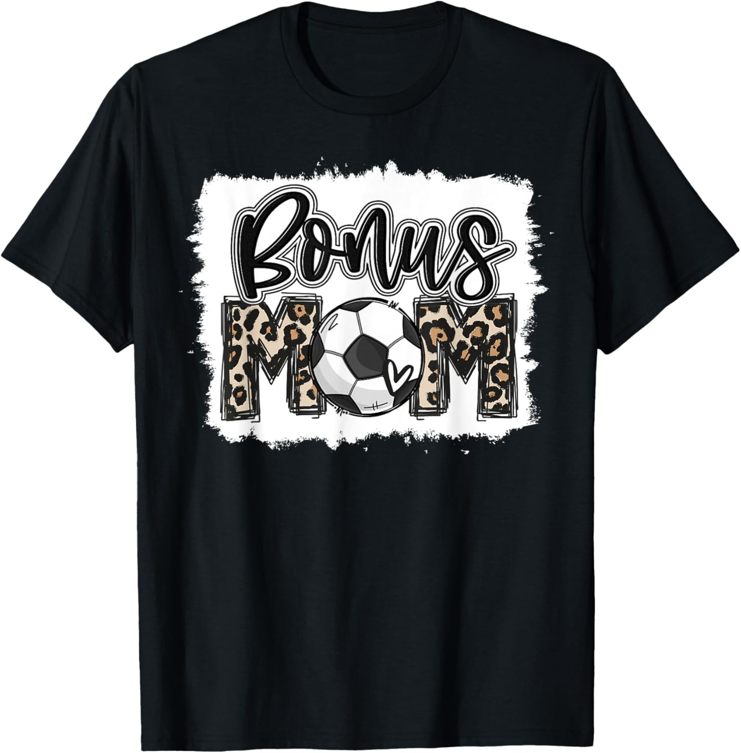 Funny Soccer Bonus Mom Leopard Mama Cool Mother's Day Cute T-Shirt - T-Shirt | Black