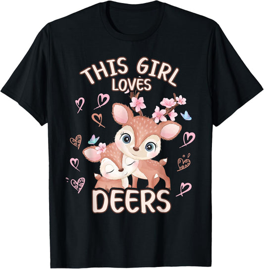 This Girls Loves Deers Teen Girls Fawn T-Shirt - T-Shirt | Black