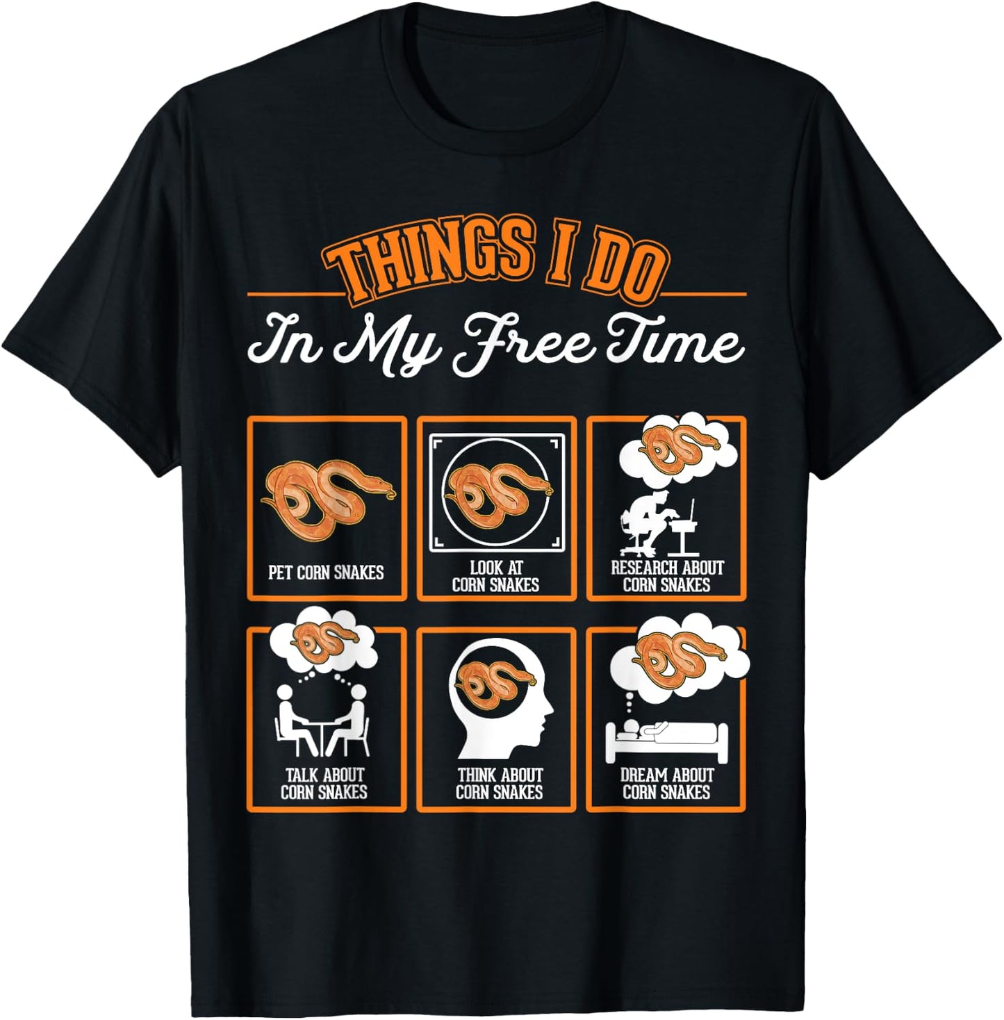 Corn Snake Things I Do In My Free Time T-Shirt - T-Shirt | Black