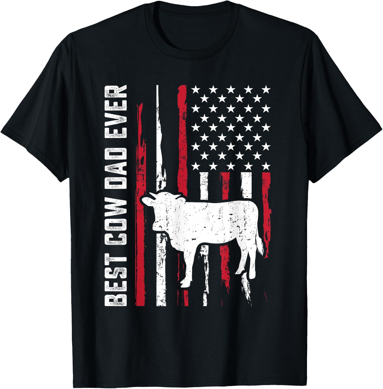 best cow dad ever for cowboy Farmer cows moo Fathers Day T-Shirt - T-Shirt | Black