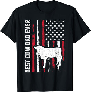 best cow dad ever for cowboy Farmer cows moo Fathers Day T-Shirt - T-Shirt | Black