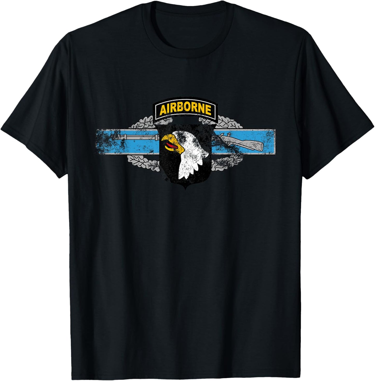101st Airborne Patch Combat Infantryman Badge (CIB) vintage T-Shirt - T-Shirt | Black